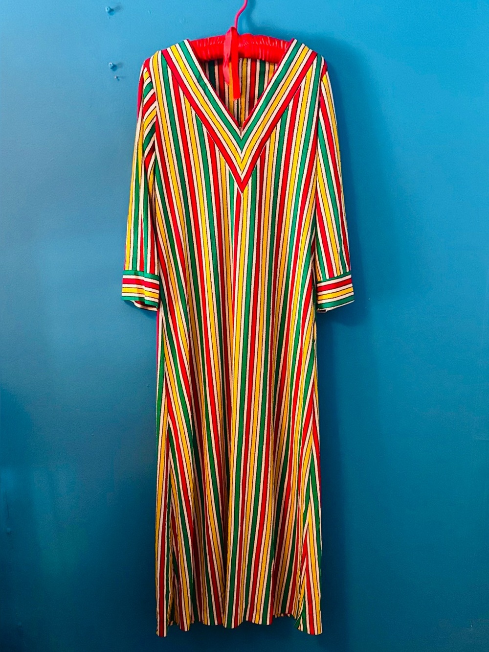 Vintage Groovy 1970’s  Striped Terrycloth Kaftan | Handmade | Medium